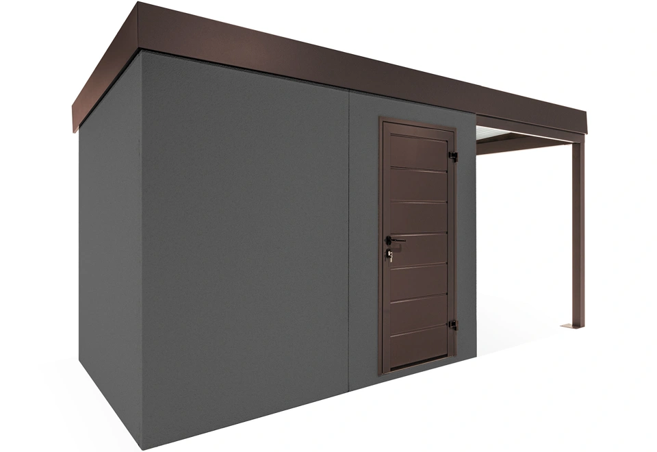 GARDEON® Gartenhaus mit Hörmann-Türen und überdachtem Bereich
