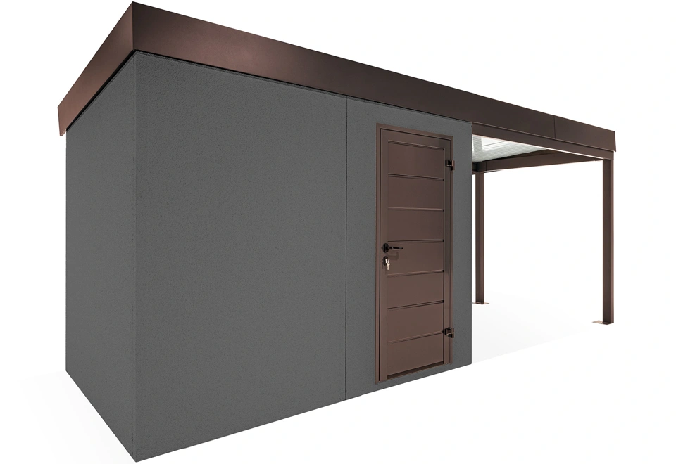 GARDEON® Gartenhaus mit Hörmann-Türen und überdachtem Bereich