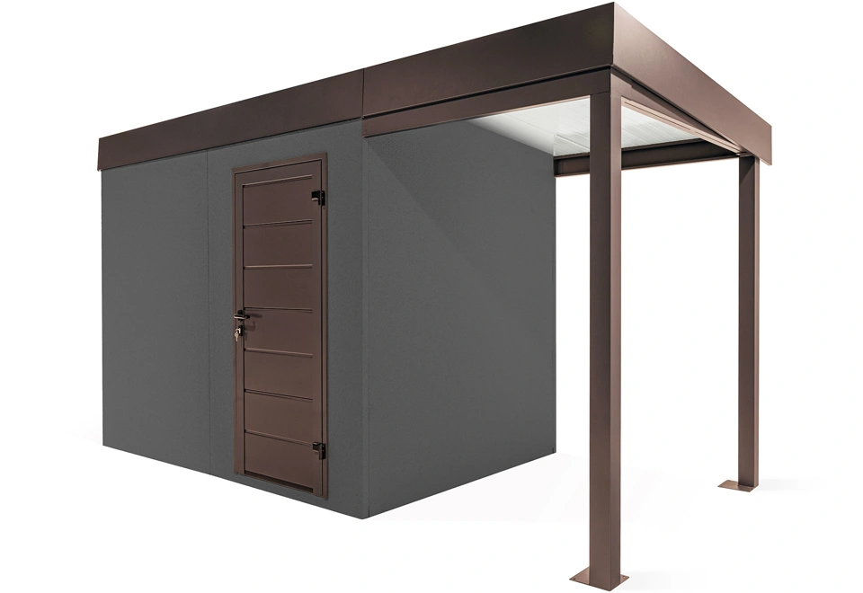 GARDEON® Gartenhaus mit Hörmann-Türen und überdachtem Bereich