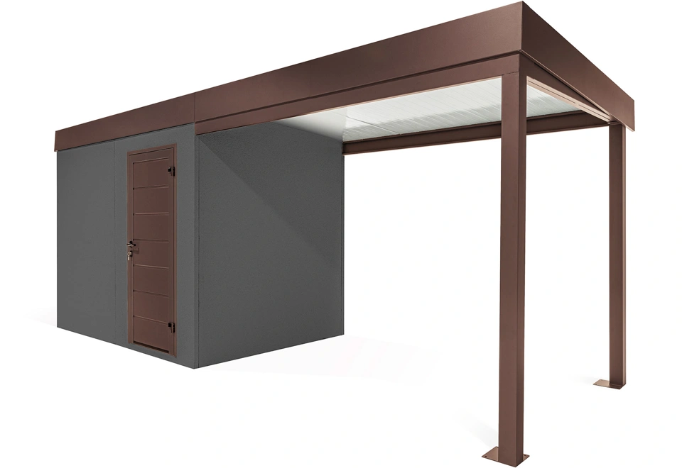 GARDEON® Gartenhaus mit Hörmann-Türen und überdachtem Bereich