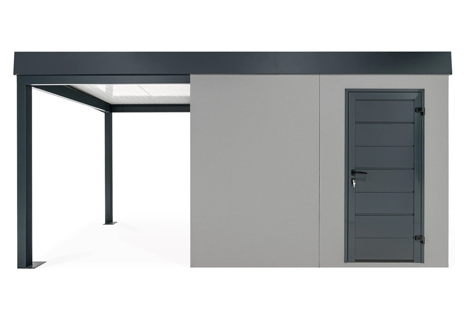 GARDEON® Gartenhaus mit Hörmann-Türen und überdachtem Bereich