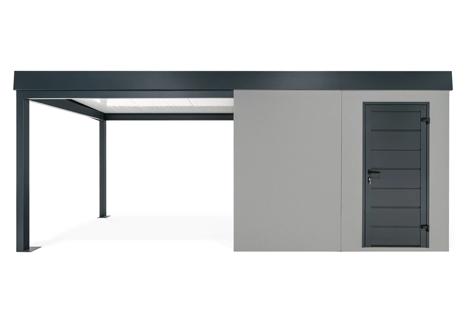 GARDEON® Gartenhaus mit Hörmann-Türen und überdachtem Bereich