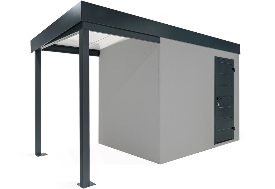 GARDEON® Gartenhaus mit Hörmann-Türen und überdachtem Bereich