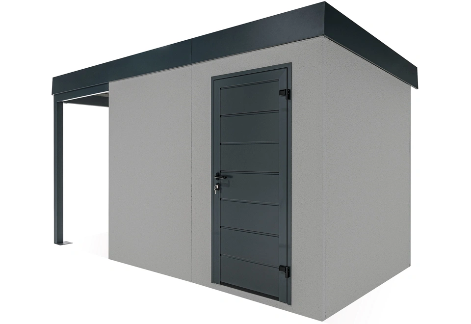 GARDEON® Gartenhaus mit Hörmann-Türen und überdachtem Bereich