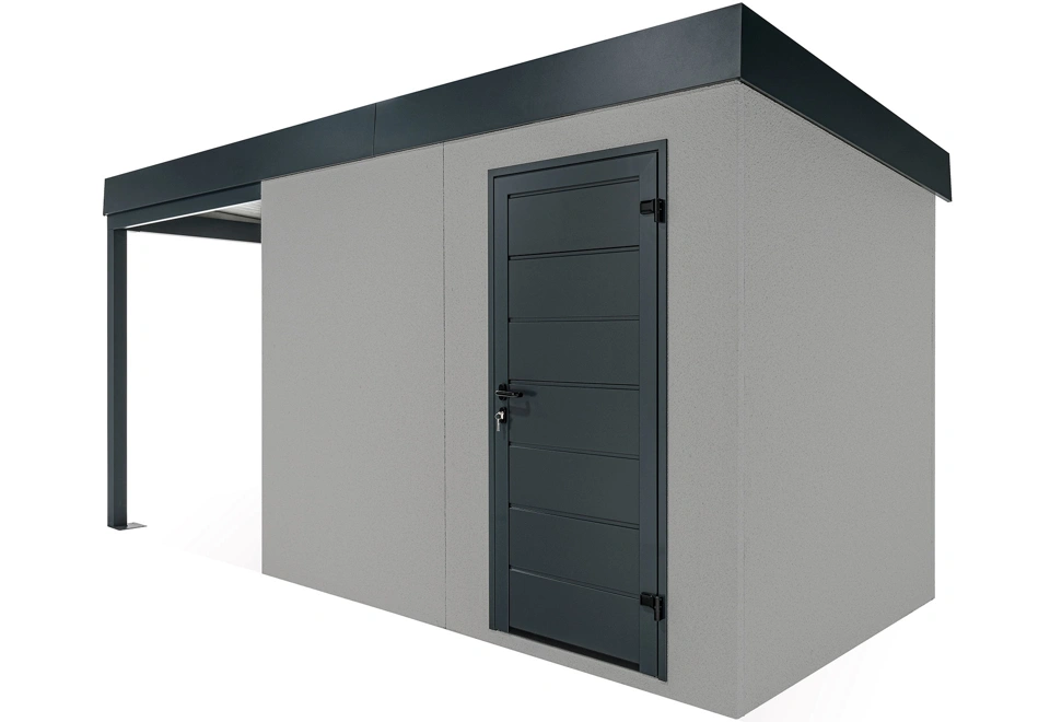 GARDEON® Gartenhaus mit Hörmann-Türen und überdachtem Bereich