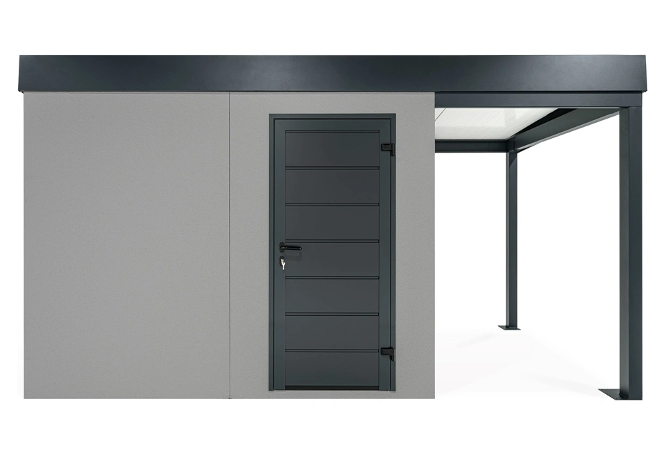 GARDEON® Gartenhaus mit Hörmann-Türen und überdachtem Bereich