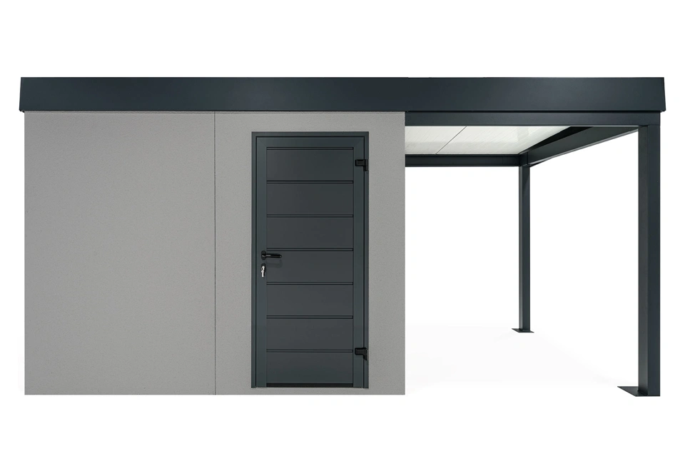 GARDEON® Gartenhaus mit Hörmann-Türen und überdachtem Bereich