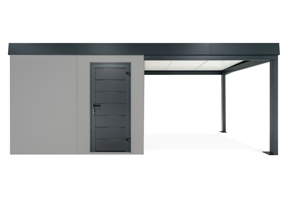 GARDEON® Gartenhaus mit Hörmann-Türen und überdachtem Bereich