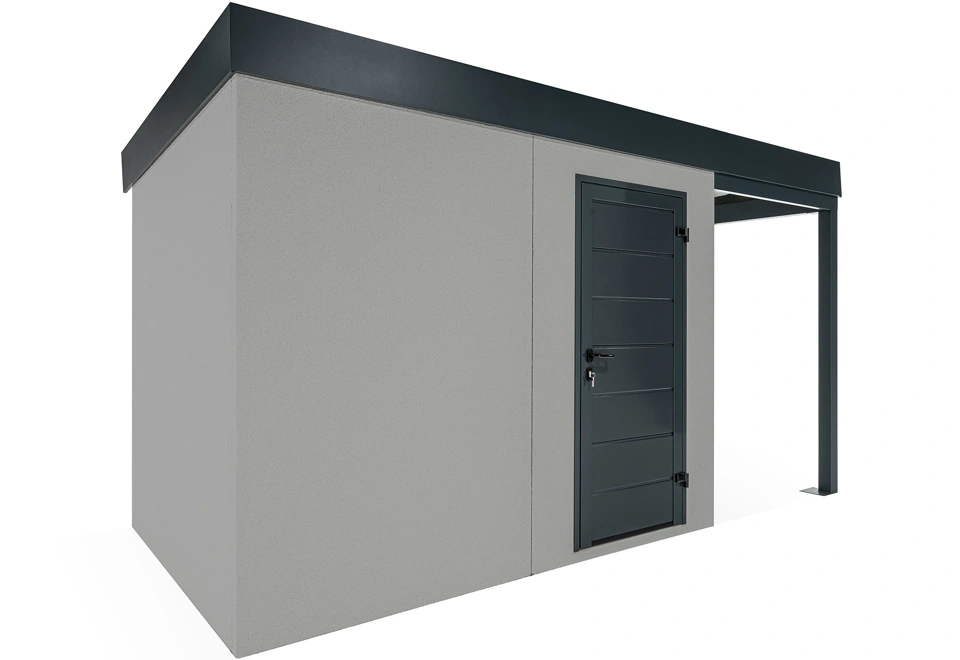GARDEON® Gartenhaus mit Hörmann-Türen und überdachtem Bereich