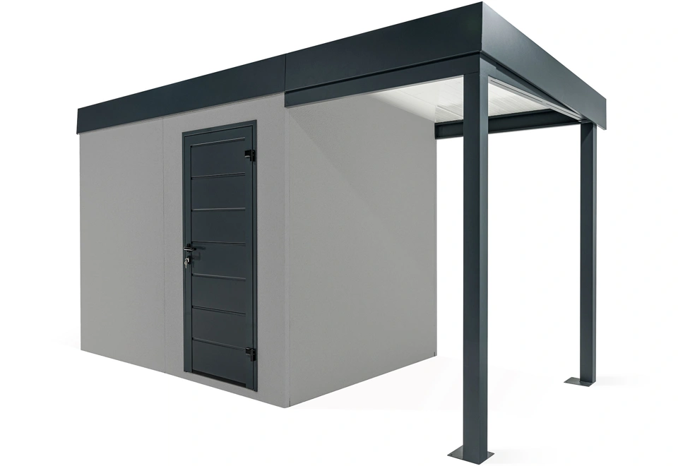 GARDEON® Gartenhaus mit Hörmann-Türen und überdachtem Bereich
