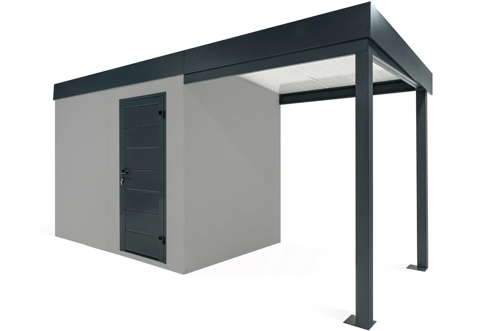 GARDEON® Gartenhaus mit Hörmann-Türen und überdachtem Bereich