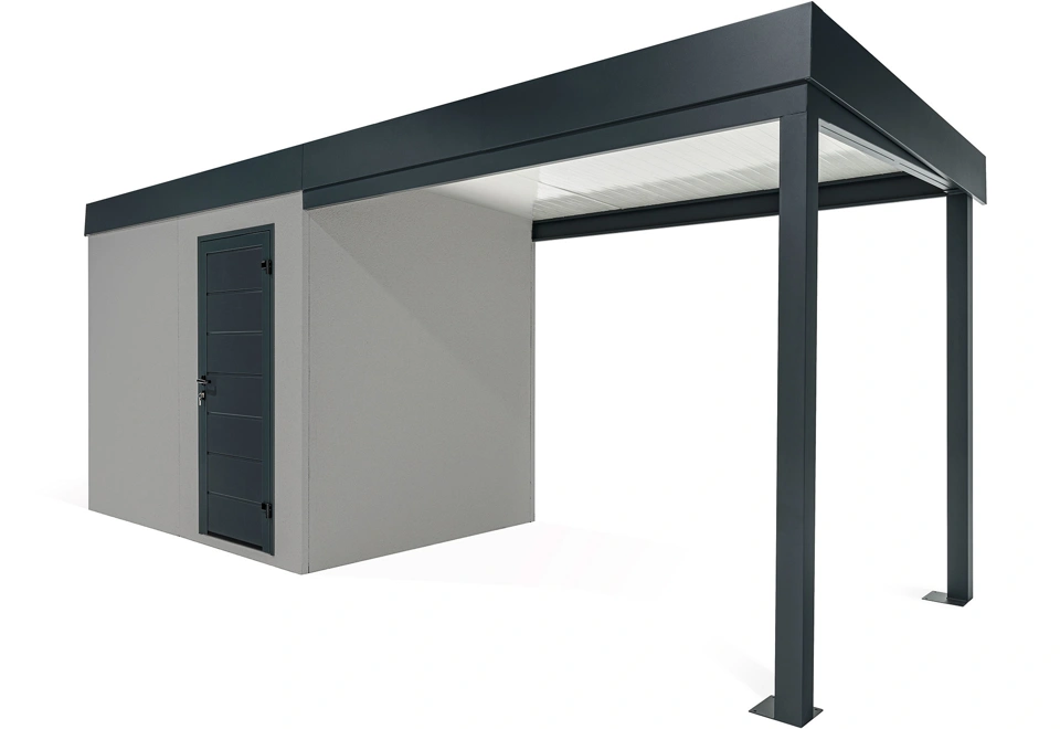 GARDEON® Gartenhaus mit Hörmann-Türen und überdachtem Bereich