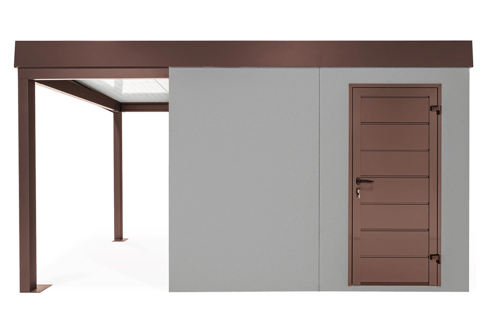 GARDEON® Gartenhaus mit Hörmann-Türen und überdachtem Bereich