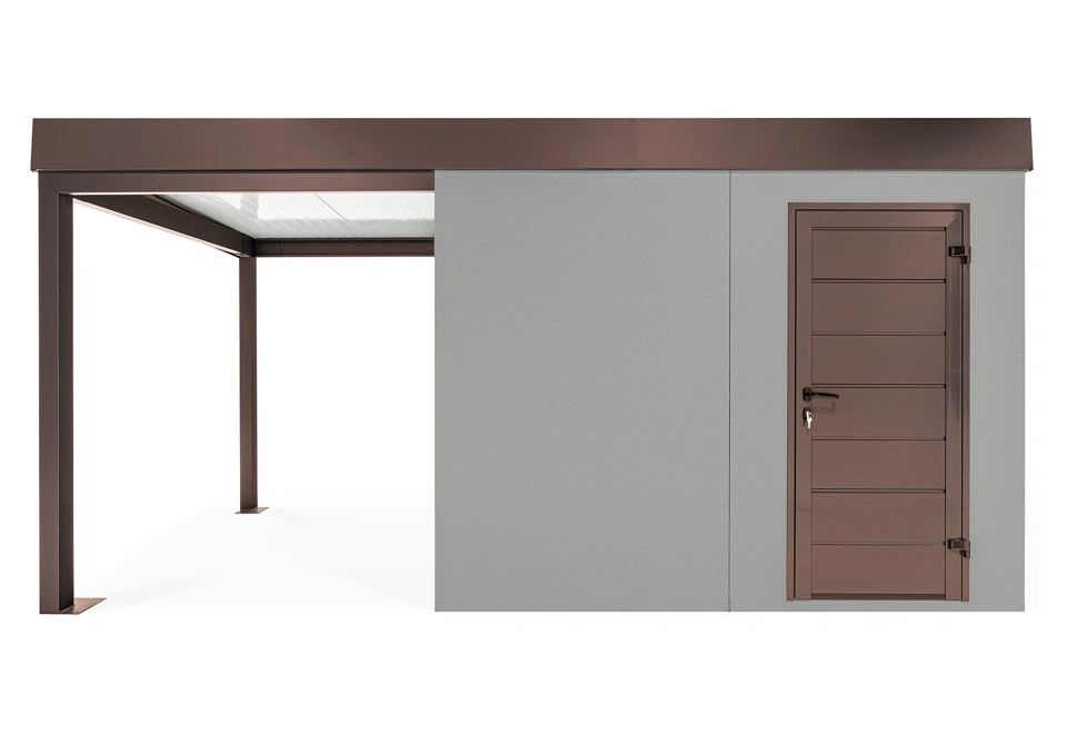 GARDEON® Gartenhaus mit Hörmann-Türen und überdachtem Bereich