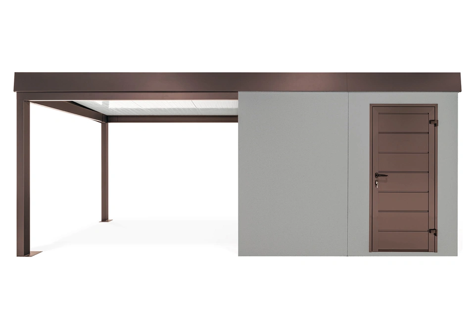 GARDEON® Gartenhaus mit Hörmann-Türen und überdachtem Bereich