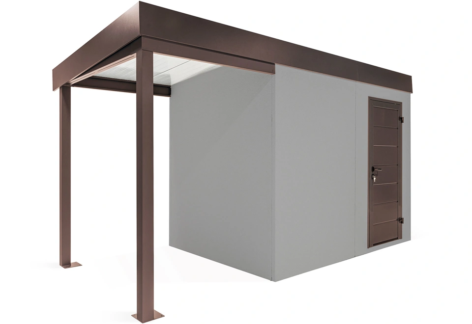 GARDEON® Gartenhaus mit Hörmann-Türen und überdachtem Bereich