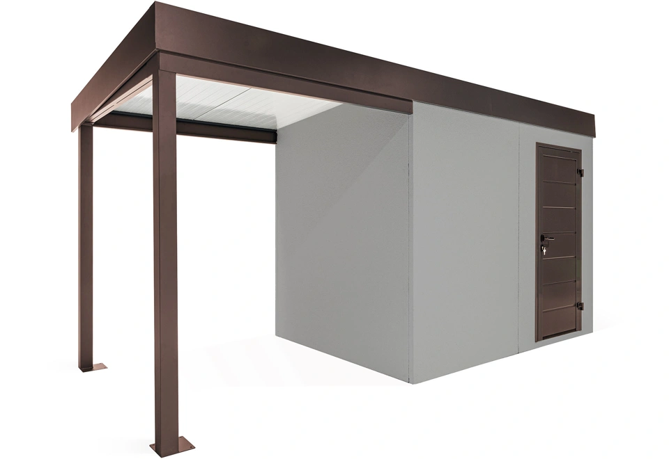 GARDEON® Gartenhaus mit Hörmann-Türen und überdachtem Bereich