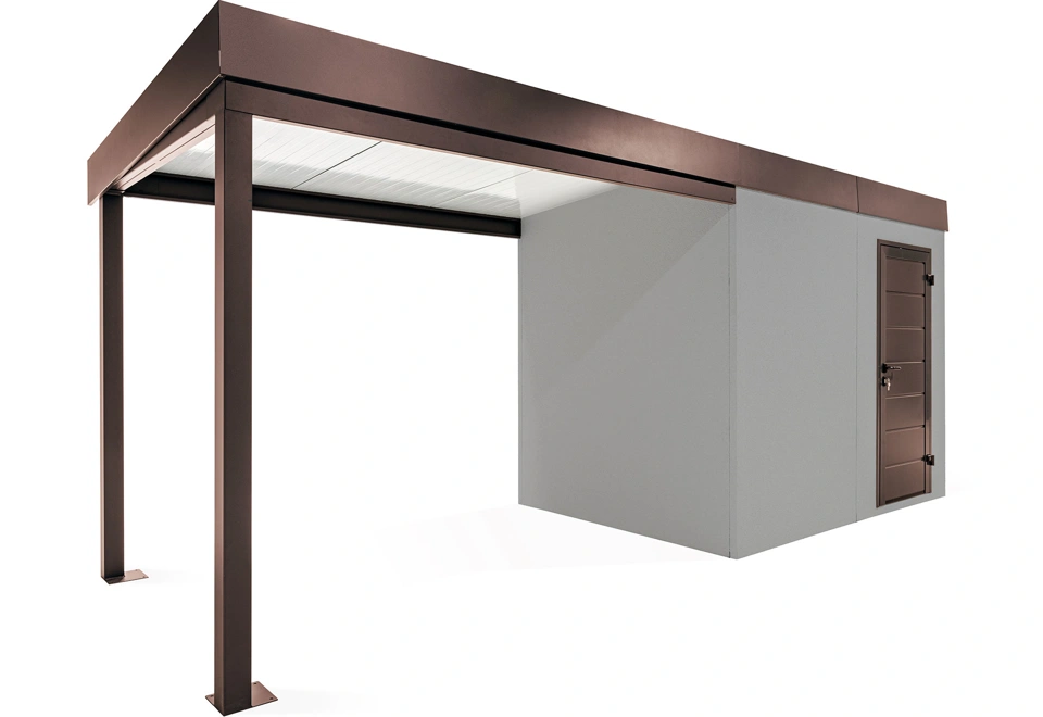 GARDEON® Gartenhaus mit Hörmann-Türen und überdachtem Bereich