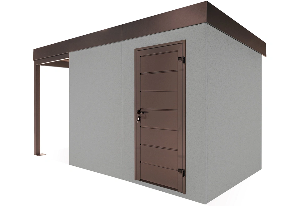 GARDEON® Gartenhaus mit Hörmann-Türen und überdachtem Bereich