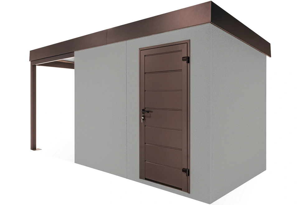 GARDEON® Gartenhaus mit Hörmann-Türen und überdachtem Bereich