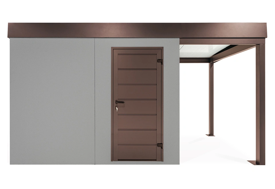 GARDEON® Gartenhaus mit Hörmann-Türen und überdachtem Bereich