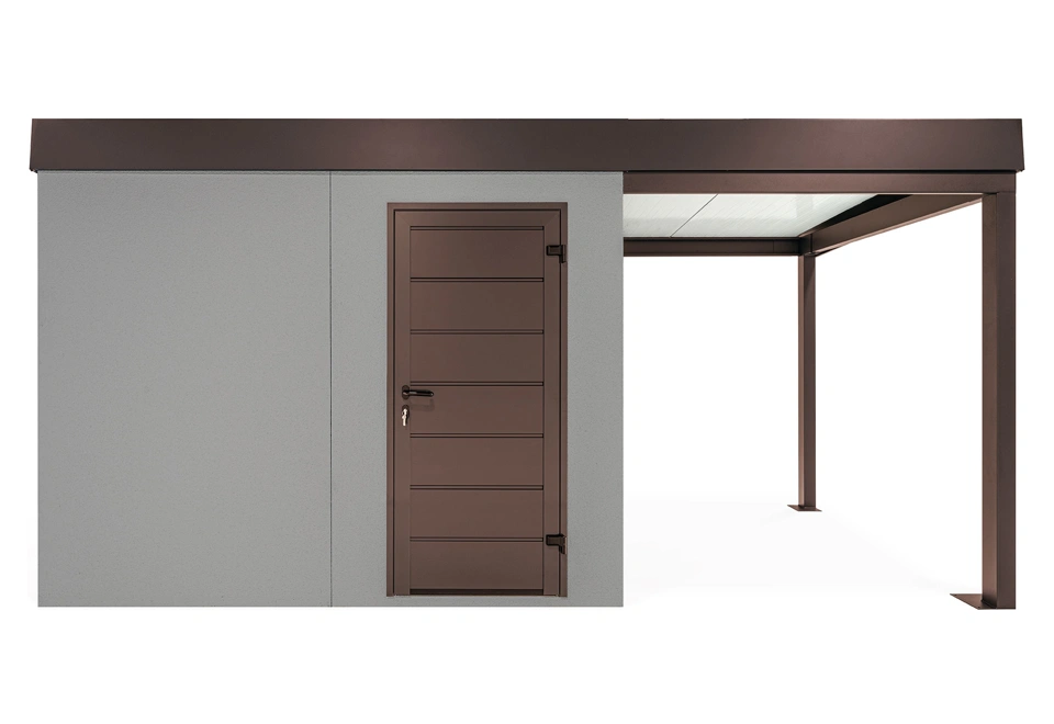 GARDEON® Gartenhaus mit Hörmann-Türen und überdachtem Bereich