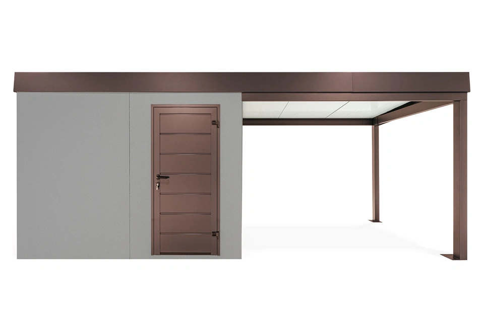 GARDEON® Gartenhaus mit Hörmann-Türen und überdachtem Bereich