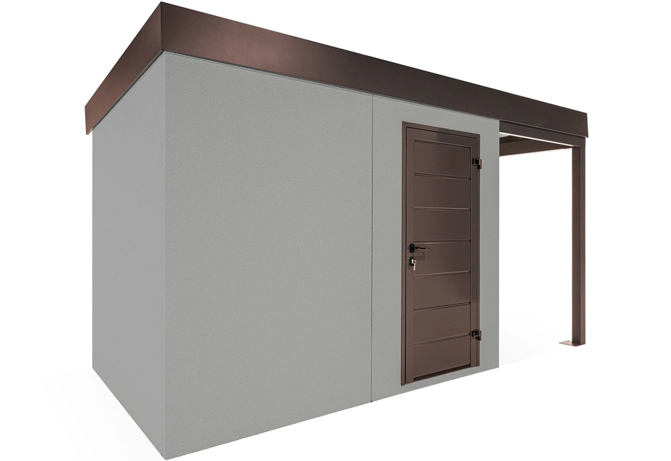 GARDEON® Gartenhaus mit Hörmann-Türen und überdachtem Bereich