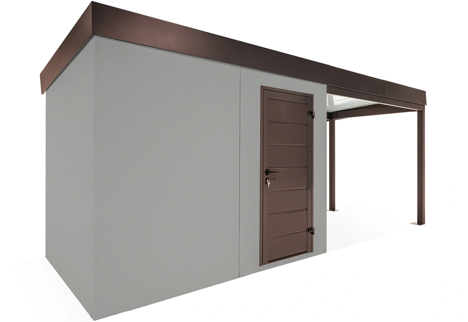 GARDEON® Gartenhaus mit Hörmann-Türen und überdachtem Bereich