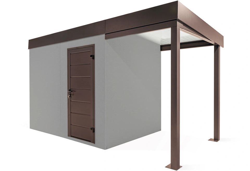 GARDEON® Gartenhaus mit Hörmann-Türen und überdachtem Bereich