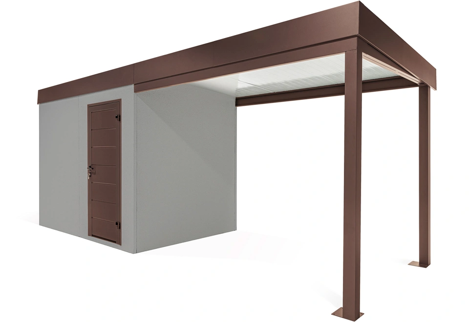 GARDEON® Gartenhaus mit Hörmann-Türen und überdachtem Bereich