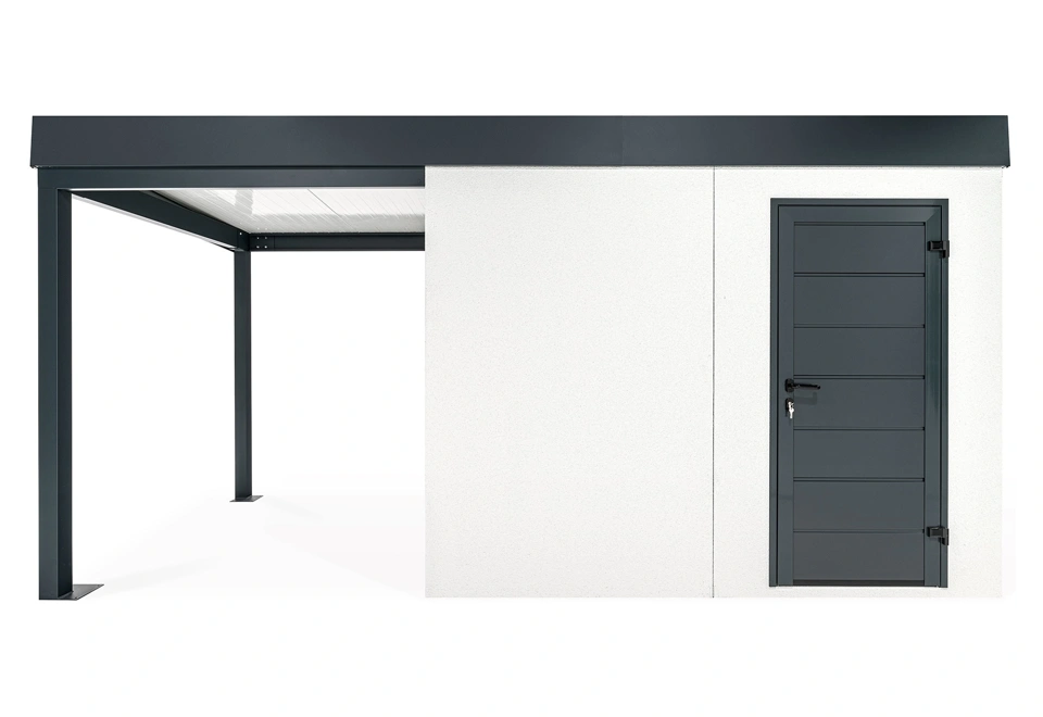 GARDEON® Gartenhaus mit Hörmann-Türen und überdachtem Bereich