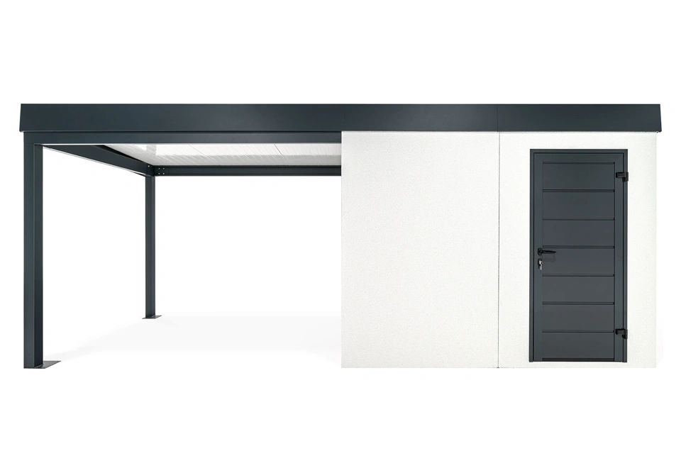 GARDEON® Gartenhaus mit Hörmann-Türen und überdachtem Bereich