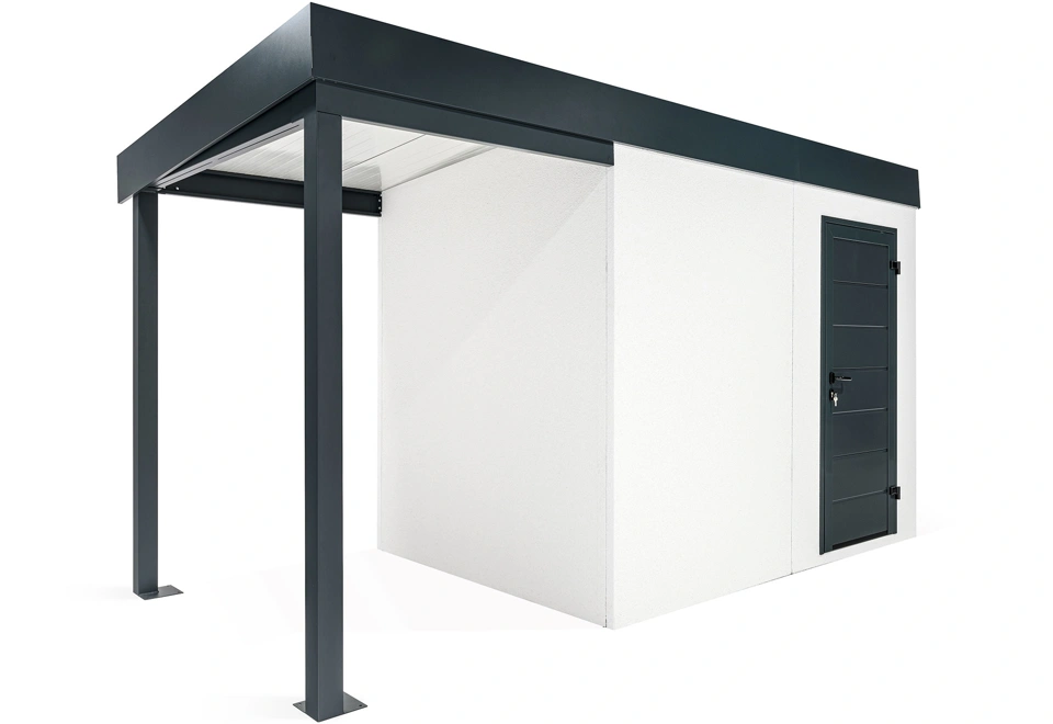GARDEON® Gartenhaus mit Hörmann-Türen und überdachtem Bereich