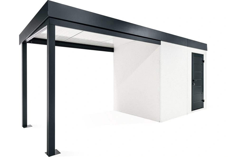 GARDEON® Gartenhaus mit Hörmann-Türen und überdachtem Bereich