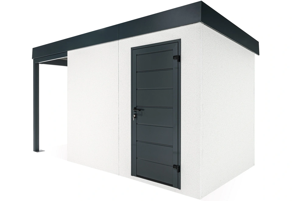 GARDEON® Gartenhaus mit Hörmann-Türen und überdachtem Bereich