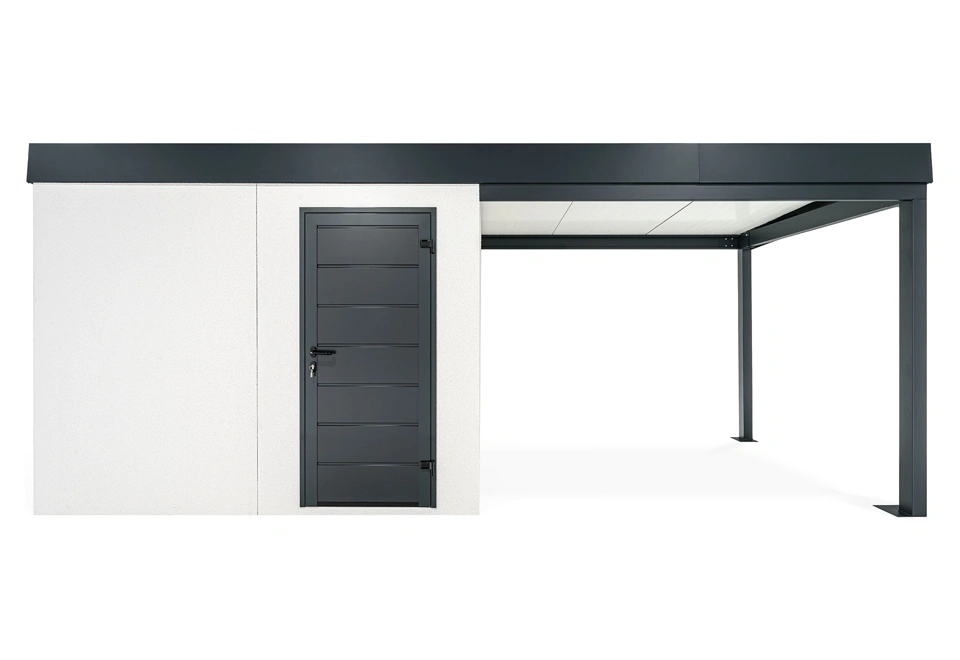 GARDEON® Gartenhaus mit Hörmann-Türen und überdachtem Bereich