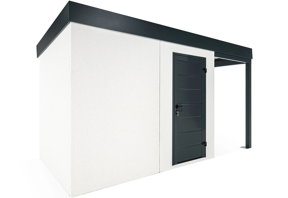 GARDEON® Gartenhaus mit Hörmann-Türen und überdachtem Bereich