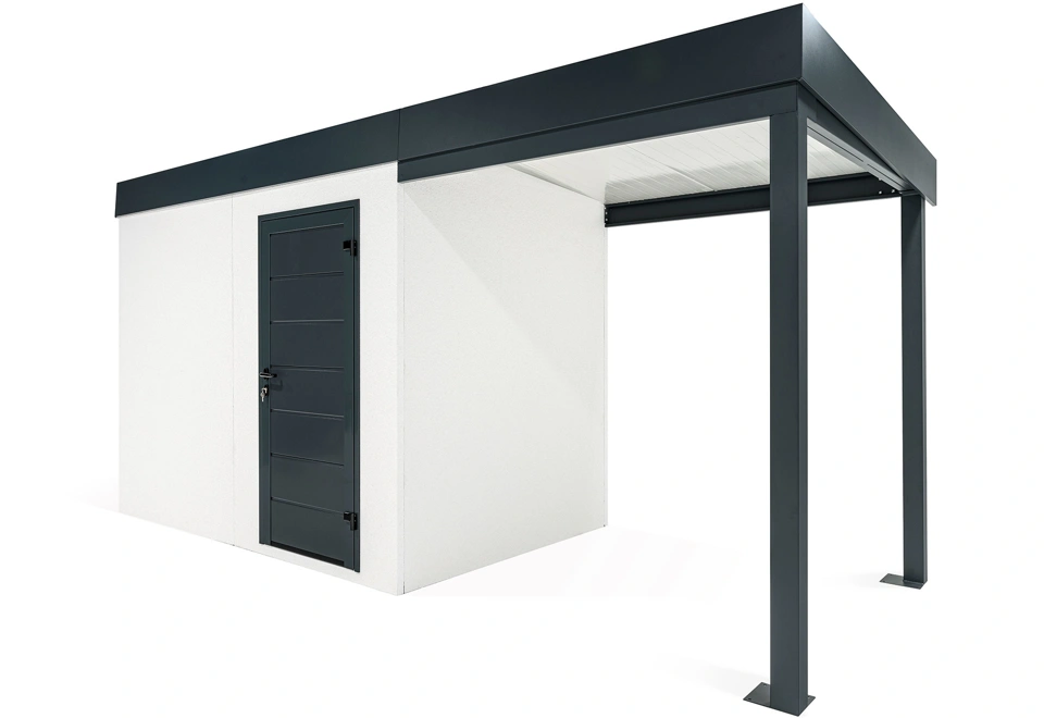 GARDEON® Gartenhaus mit Hörmann-Türen und überdachtem Bereich