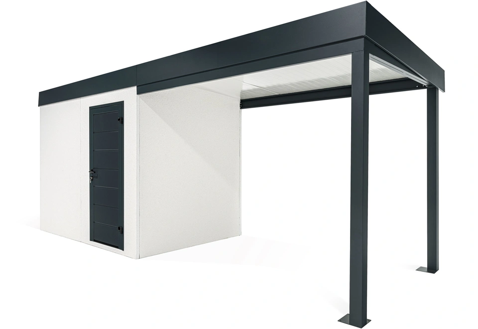 GARDEON® Gartenhaus mit Hörmann-Türen und überdachtem Bereich