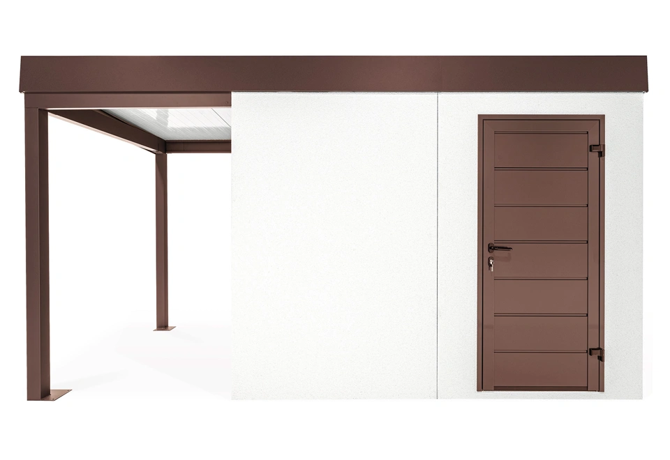 GARDEON® Gartenhaus mit Hörmann-Türen und überdachtem Bereich
