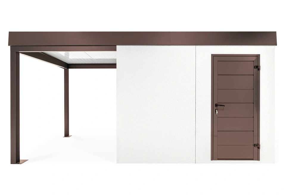 GARDEON® Gartenhaus mit Hörmann-Türen und überdachtem Bereich