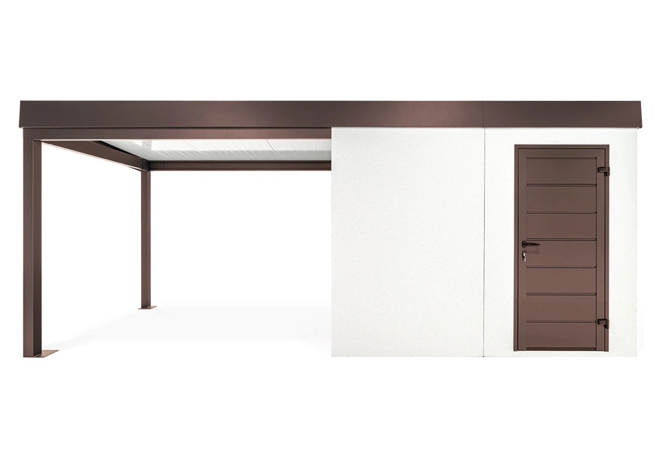 GARDEON® Gartenhaus mit Hörmann-Türen und überdachtem Bereich