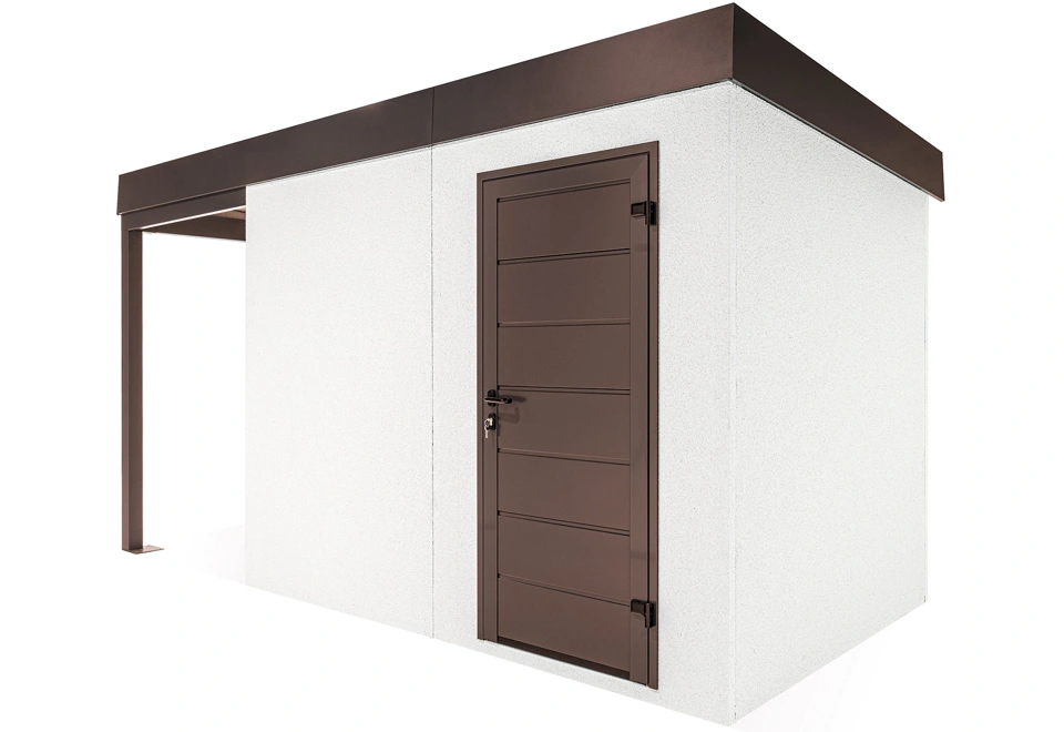 GARDEON® Gartenhaus mit Hörmann-Türen und überdachtem Bereich