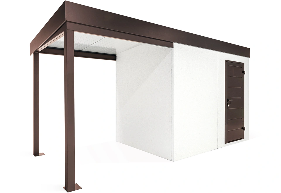 GARDEON® Gartenhaus mit Hörmann-Türen und überdachtem Bereich