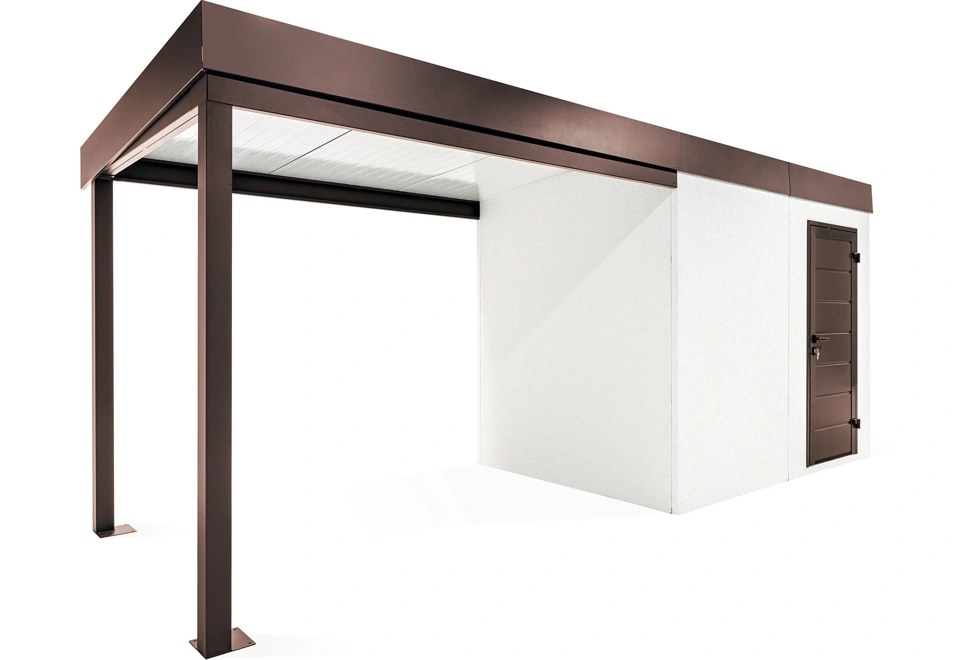 GARDEON® Gartenhaus mit Hörmann-Türen und überdachtem Bereich