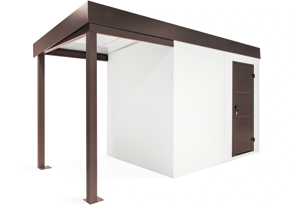 GARDEON® Gartenhaus mit Hörmann-Türen und überdachtem Bereich