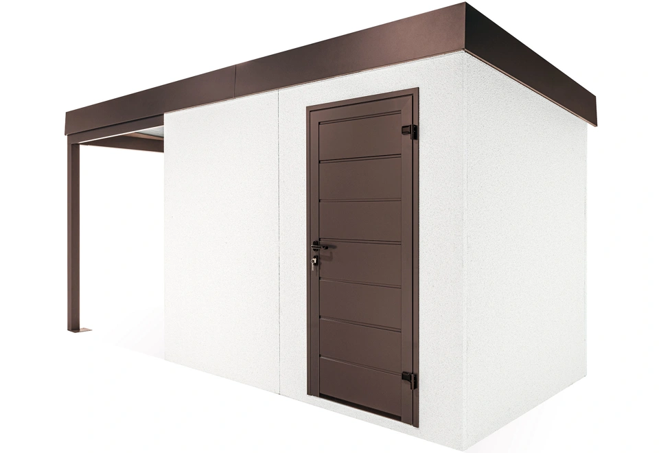 GARDEON® Gartenhaus mit Hörmann-Türen und überdachtem Bereich