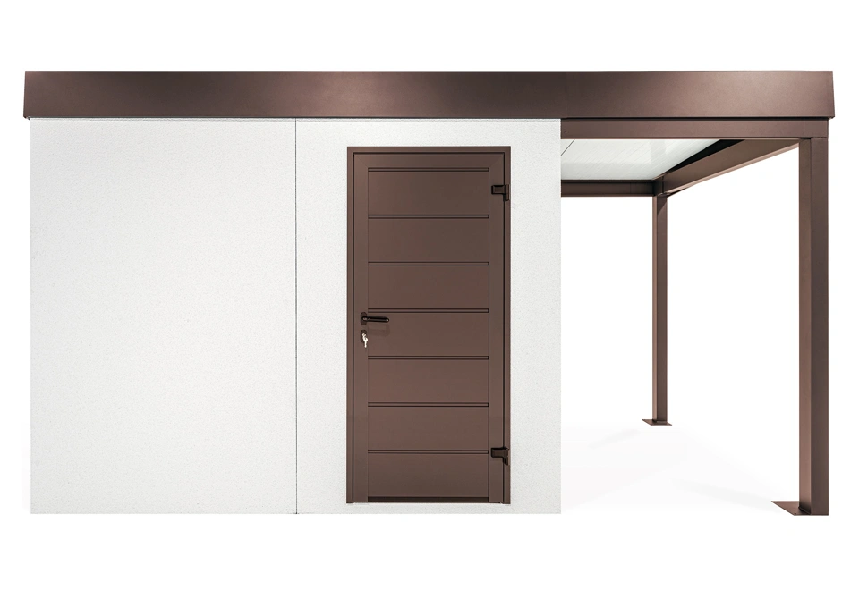 GARDEON® Gartenhaus mit Hörmann-Türen und überdachtem Bereich