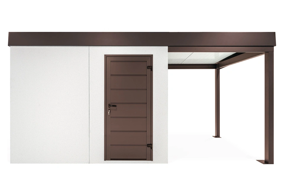 GARDEON® Gartenhaus mit Hörmann-Türen und überdachtem Bereich